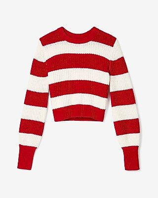 Express Womens Olivia Culpo Cropped Striped Sweater Red Women's Xxs Red Xxs | Express