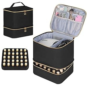 TDIFFUN Nail Polish Organizer and Nail Dryer Case, Double-Layer Nail Polish Storage Holds 30 Bott... | Amazon (US)