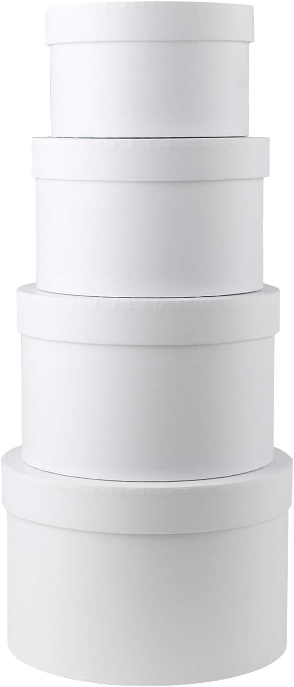 Round Gift Boxes with Lids Set of 4 White Gift Box Assorted Sizes Nesting Gift Boxes for Presents... | Amazon (US)
