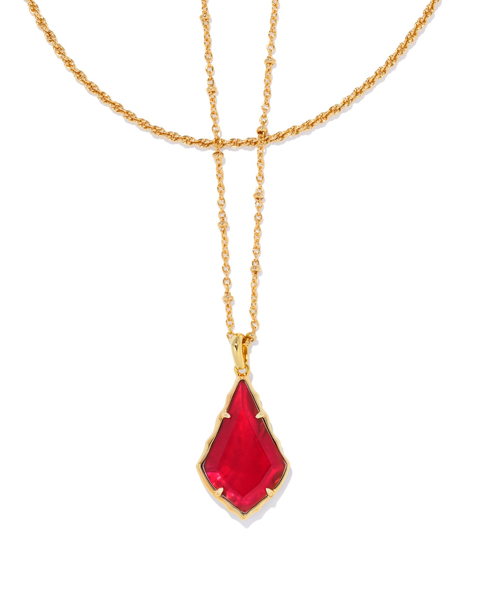 Faceted Alex Gold Convertible Necklace in Cranberry Illusion | Kendra Scott