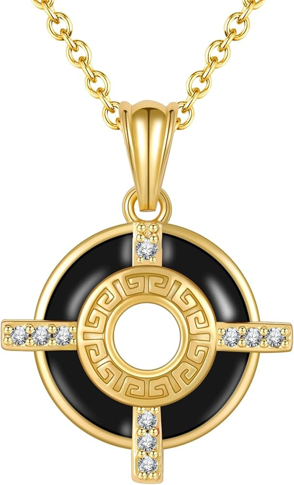 18K Gold Plated Interlocking Circle Pendant Necklace, Dainty Cubic Zirconia Choker Necklace for W... | Amazon (US)