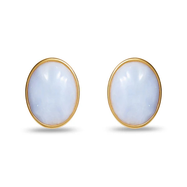 BLUE LACE AGATE REFLECTION BUTTON EARRINGS | LELE SADOUGHI