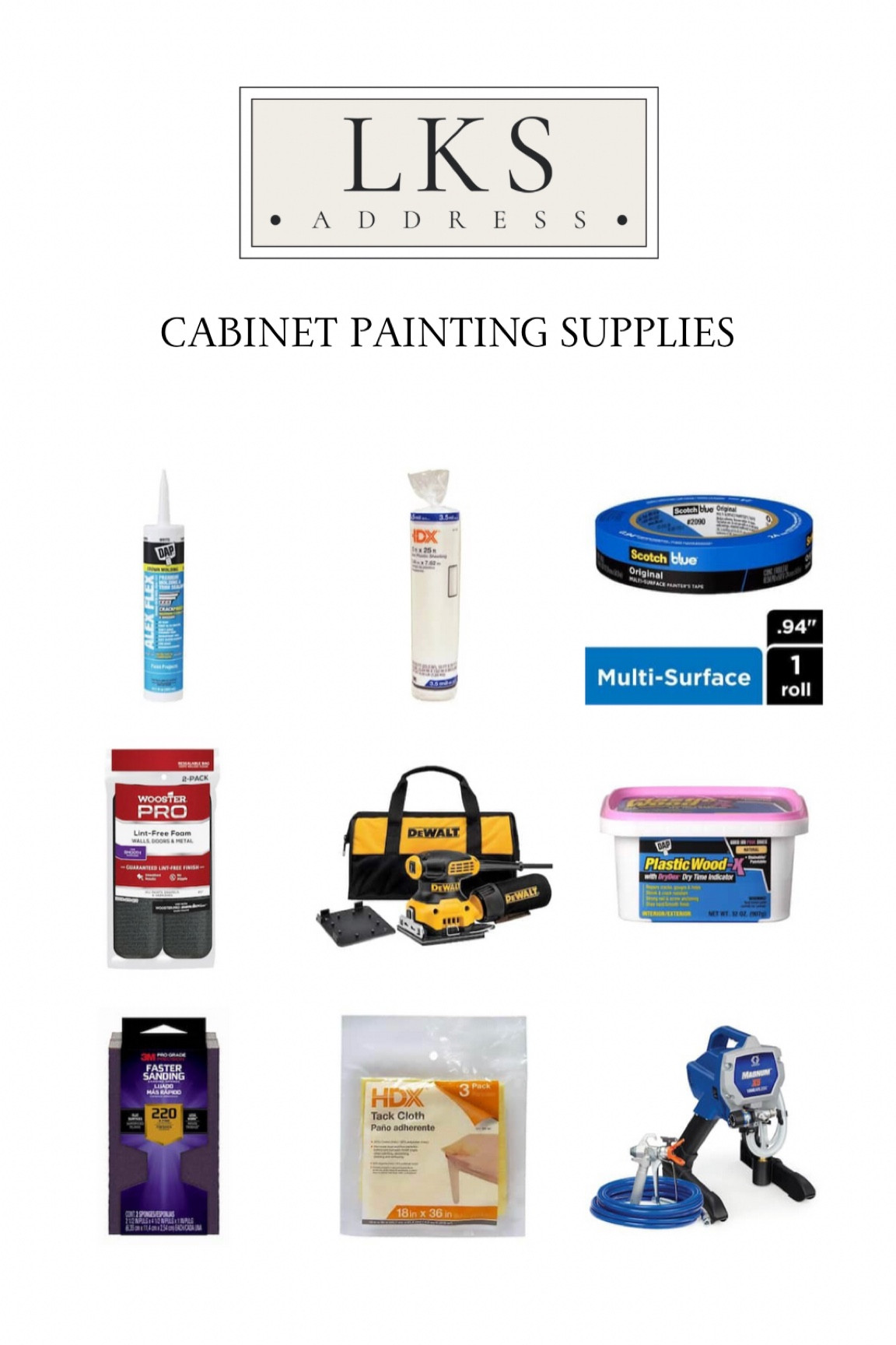 Our go-to products and tools when painting our kitchen island and cabinets! 