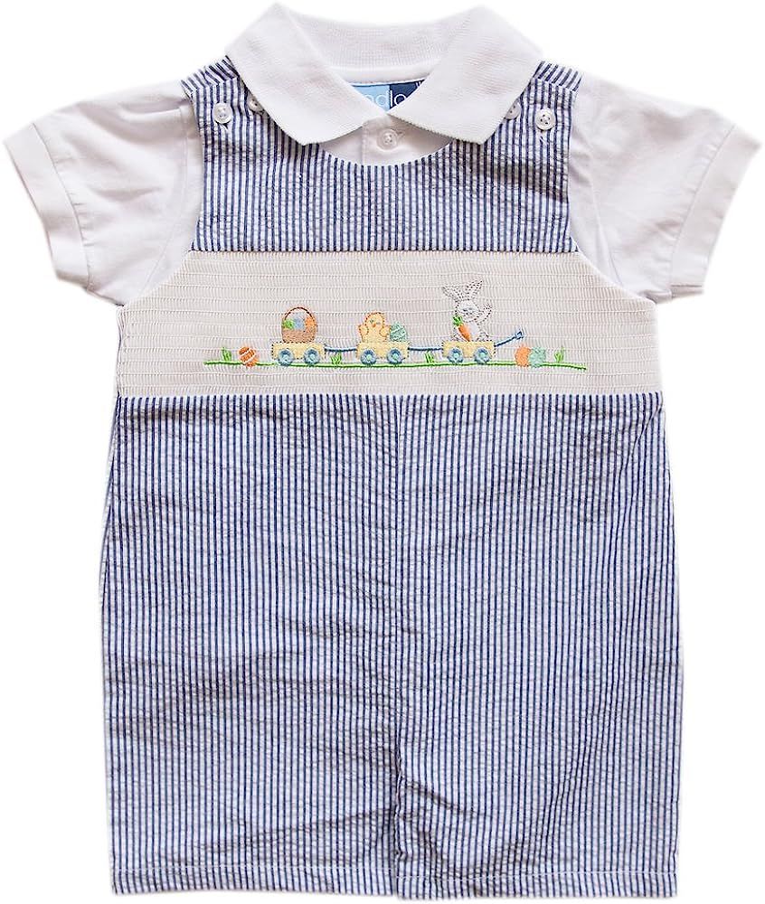 Good Lad Newborn/Infant Boys Two Piece Smocked Shortall Set with Bunny Theme | Amazon (US)