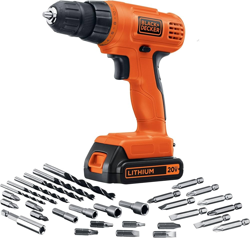 BLACK+DECKER 20V MAX* POWERECONNECT Cordless Drill/Driver + 30 pc. Kit (LD120VA), Orange | Amazon (US)