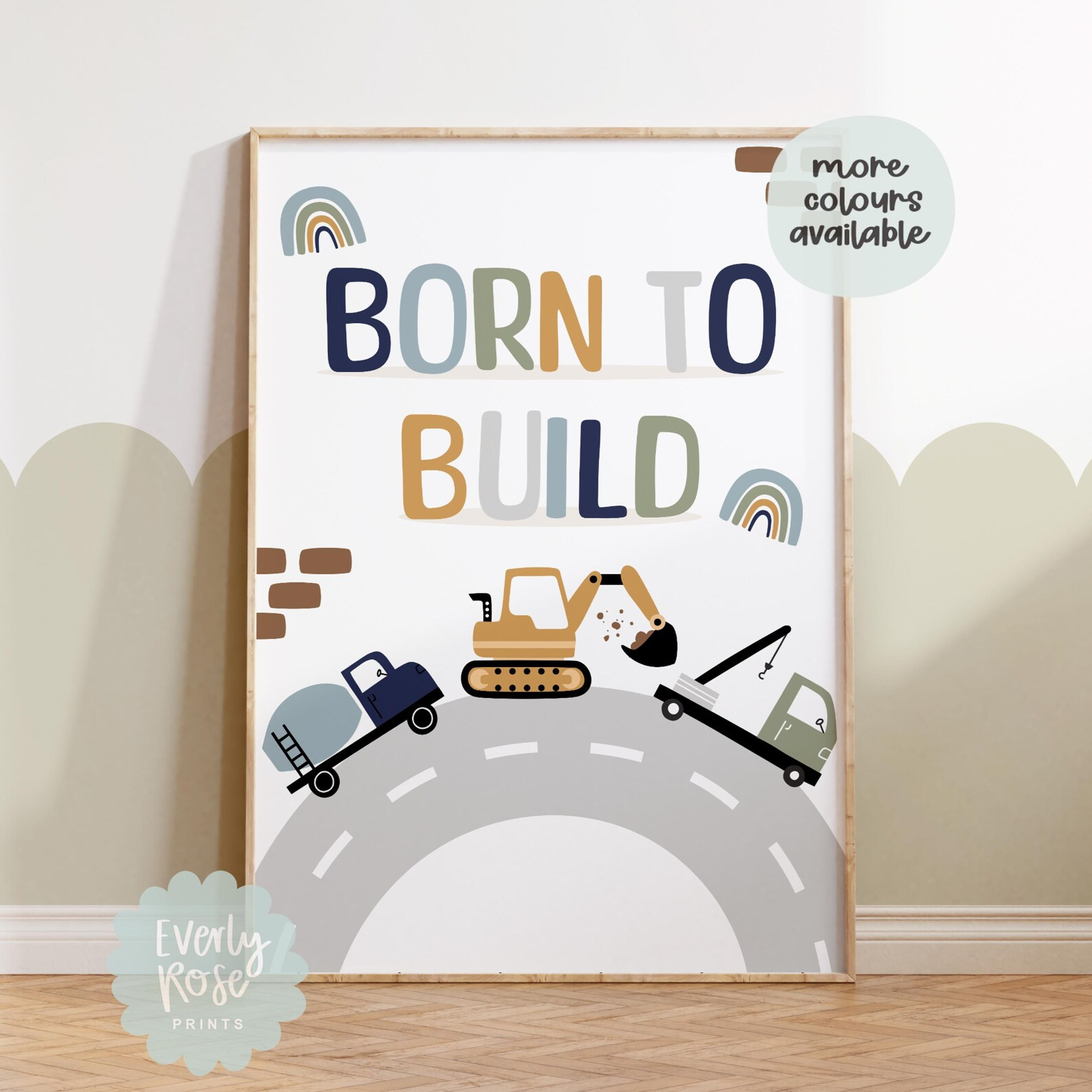 Personalised, Cute Construction Prints, Construction Prints, Boys Bedroom, Playroom Prints, Car P... | Etsy (Global)