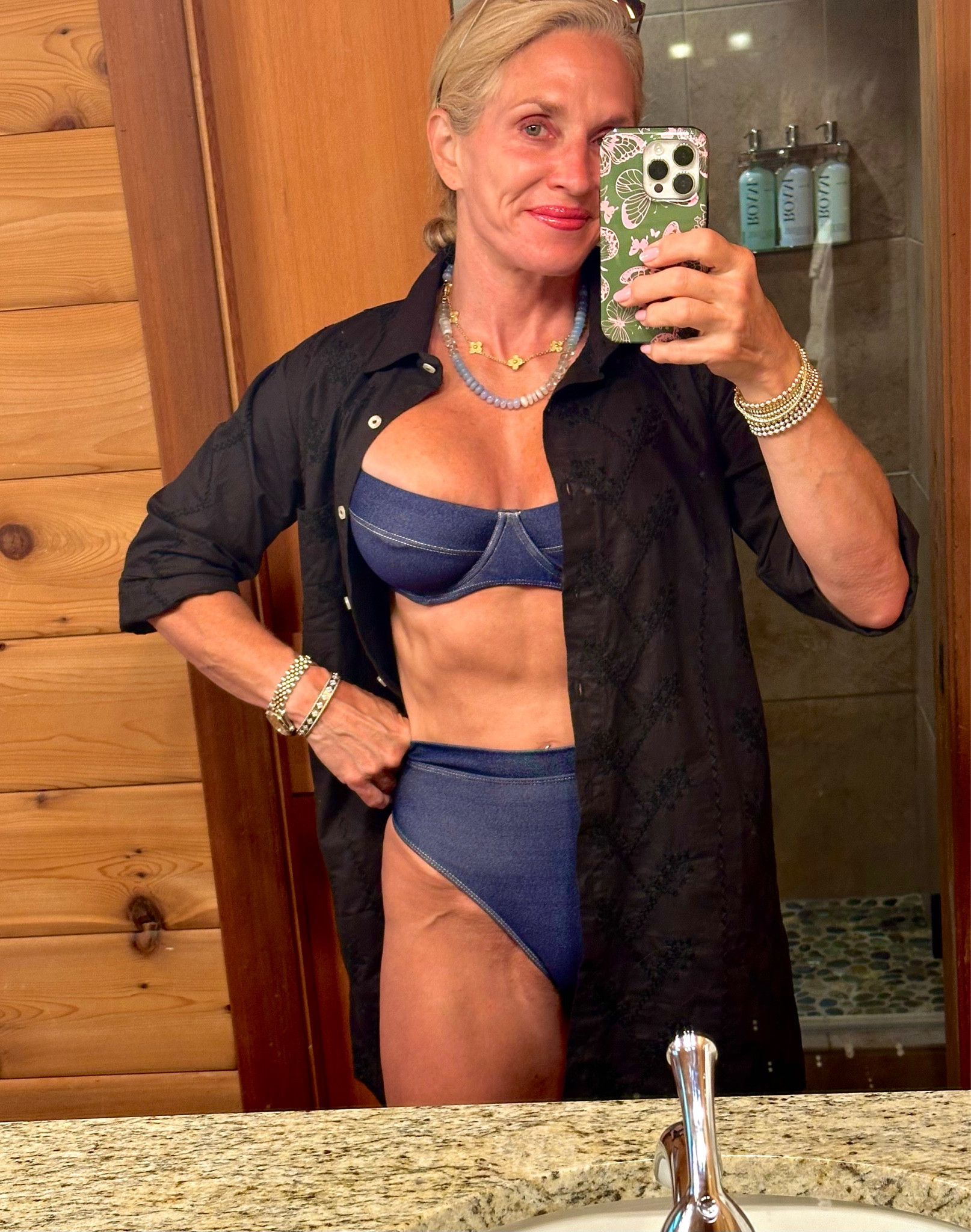 Absolutely LOVING this Mondays Swimwear DENIM two piece paired with Julia Amory’s button down dress, which doubles as a great swim cover up! I love the Monday’s  two piece separate sizing AND that the offer cup sizes for big, bigger, biggest 😉 The other thing that makes Monday special is that all the two piece tops TIE in the back, making the rib cage fit customizable no matter your cup size! Brilliant! Im wearing a small bottom & V top in these styles. Julia Amory’s pieces are slow fashion, steeped in retro classics all in all natural fabrics with fresh colors & prints. I’m wearing the Swizzle dress in a size S… this particular style is on final sale rn! I LOVE them all! Blue semi precious beads at @encircledjewelry on IG, gold & silver stretch beaded bracelets are Hayden B!

#LTKFitness #LTKOver40 #LTKSwim