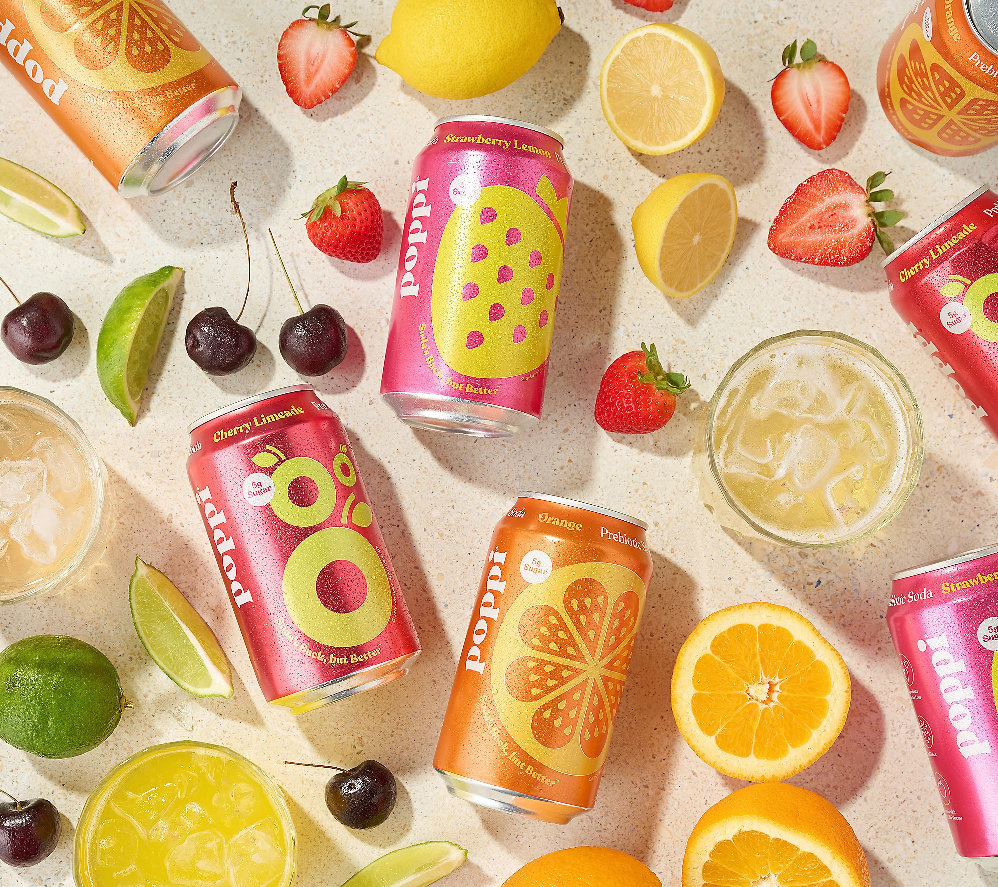 Poppi (15) 12oz Cans 5g Sugar Soda Fruity Variety Pack | QVC