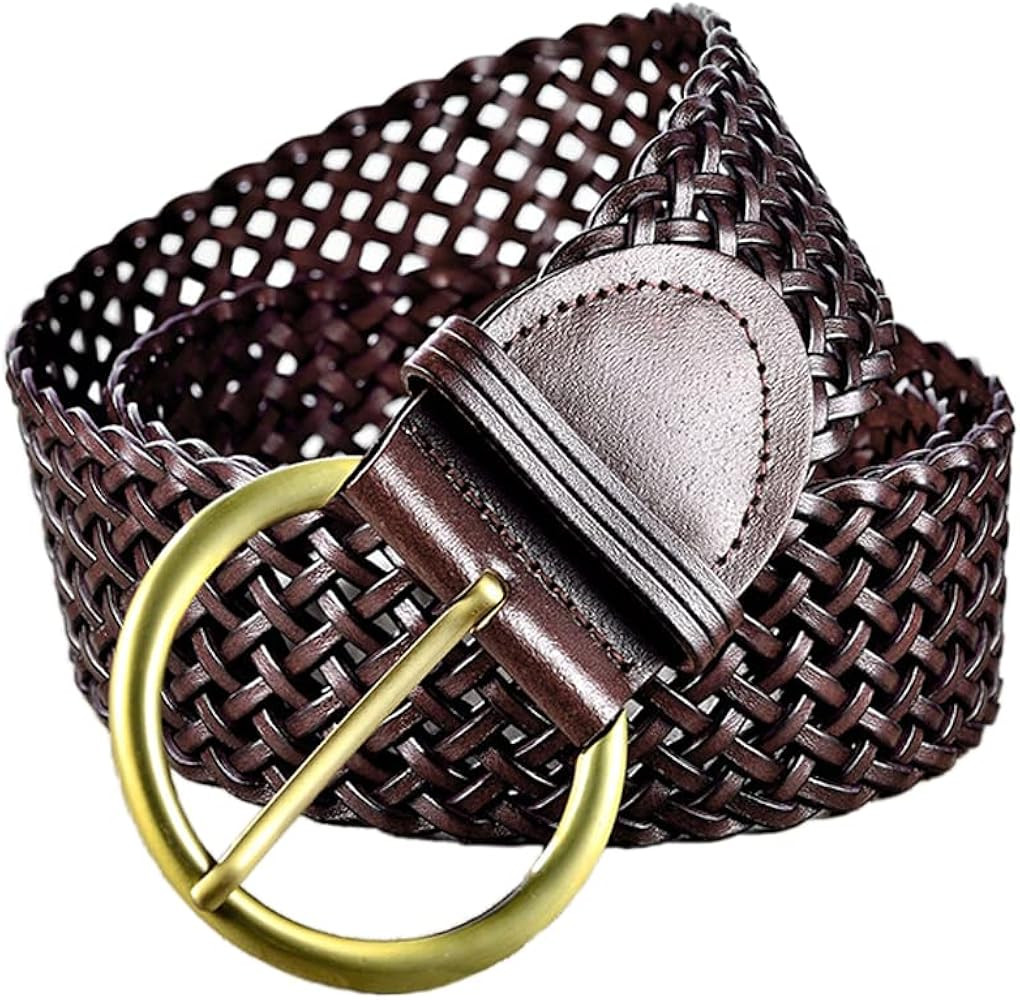 ANNULOYA 2 Inch Wide Leather Braided Belts for Women 100% Hand Made Soft Woven Waistbands with Ro... | Amazon (US)