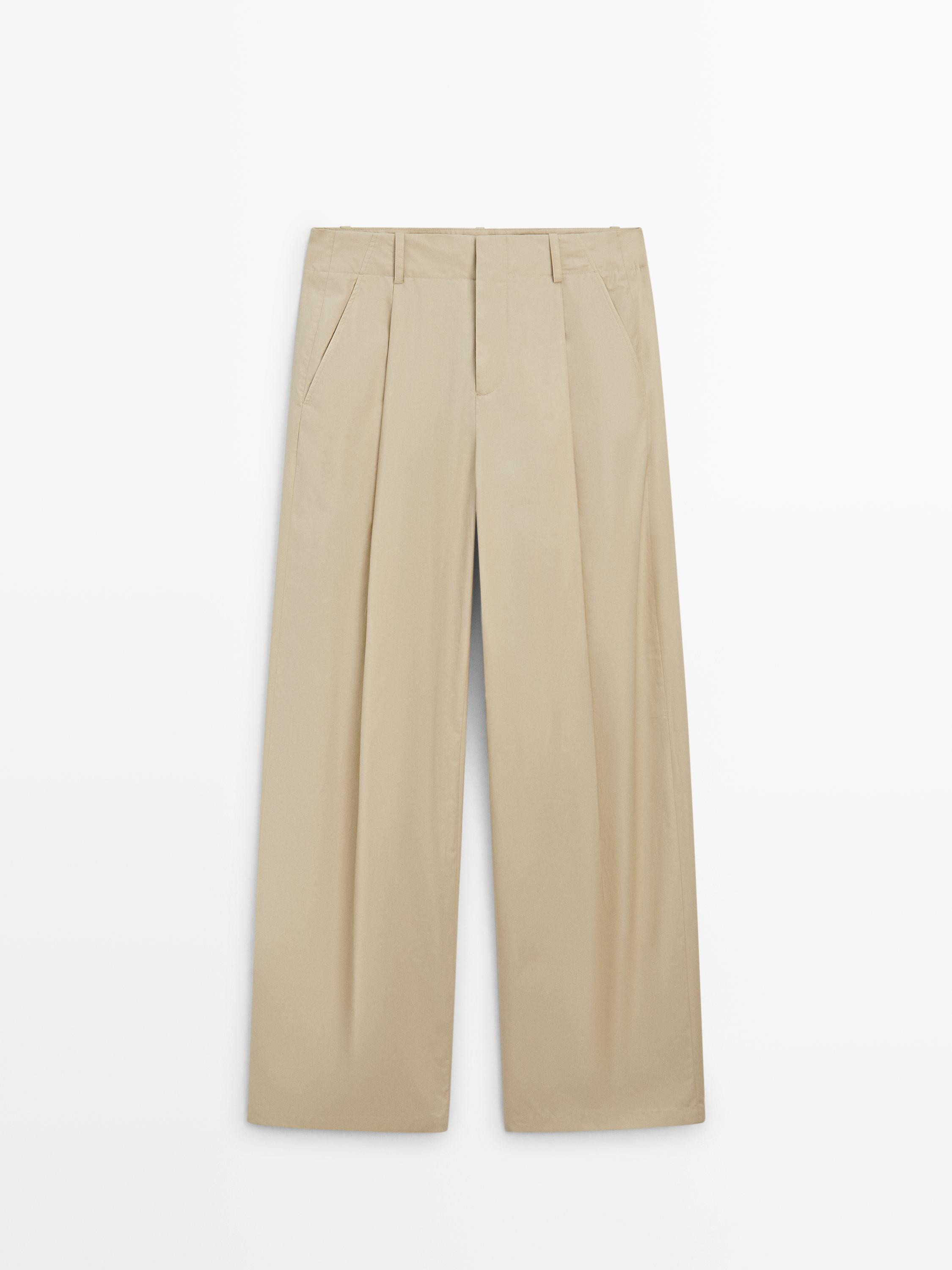 Wide-leg cotton trousers | Massimo Dutti UK