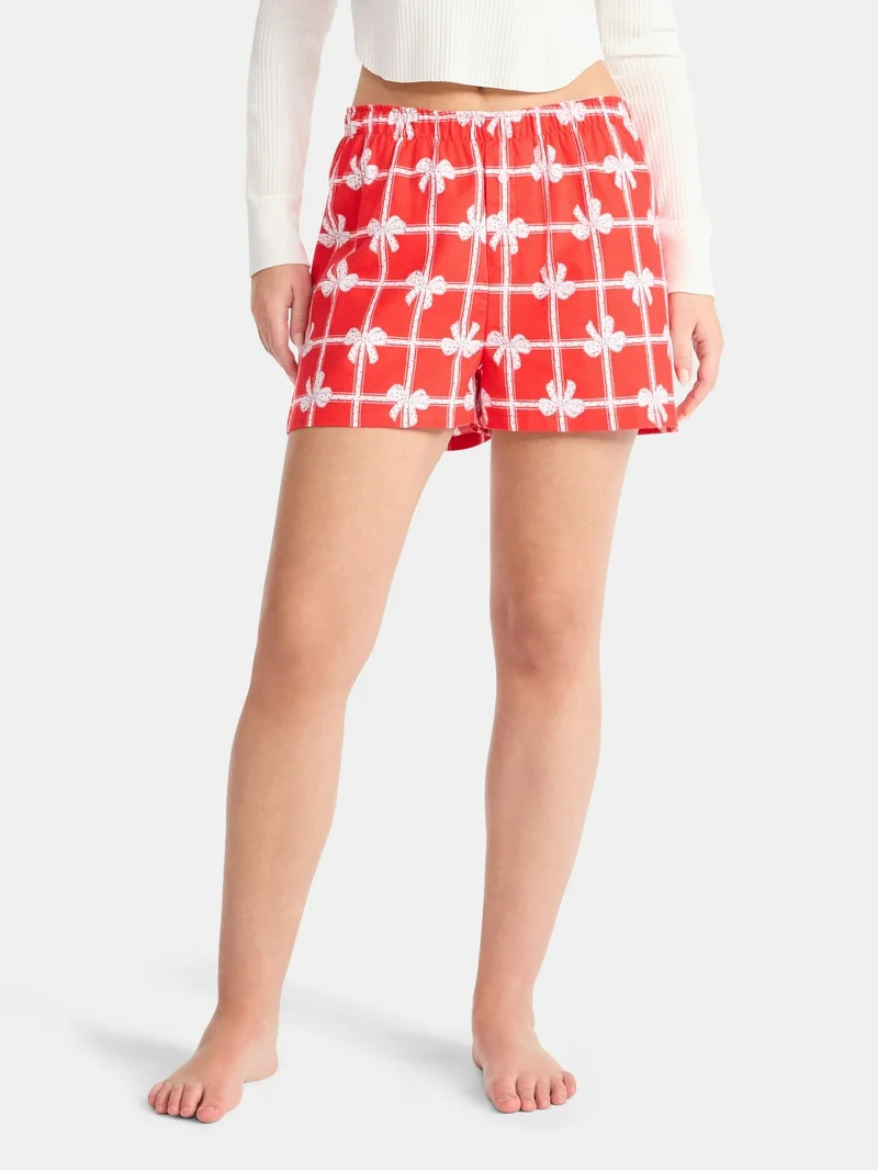 No Boundaries Sleepwear Cotton Boxer Shorts, 3'' Inseam, Women’s - Walmart.com | Walmart (US)