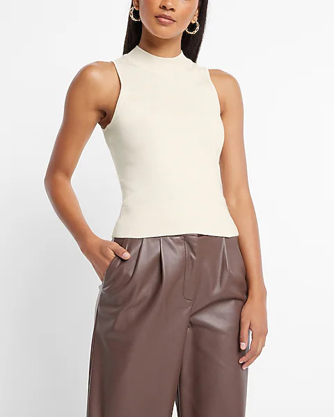 Ultra Soft Mock Neck Sleeveless Sweater Tank | Express