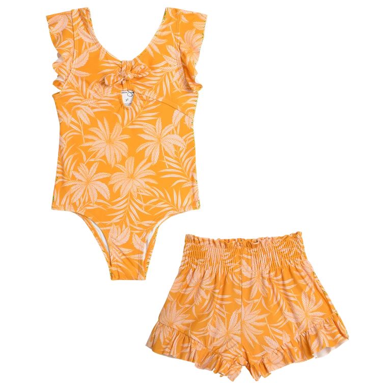 Jessica Simpson Girls' Bathing Suit Set - UPF 50+ One Piece Swimsuit and Shorts (S-XL) | Walmart (US)
