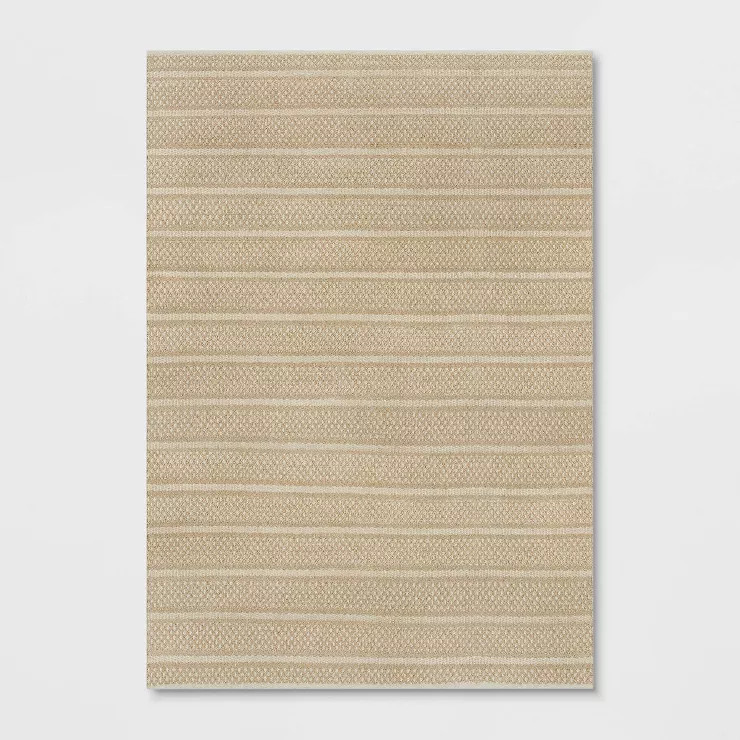 Textured Tonal Stripe Outdoor Rug Tan - Threshold™ designed with Studio McGee | Target