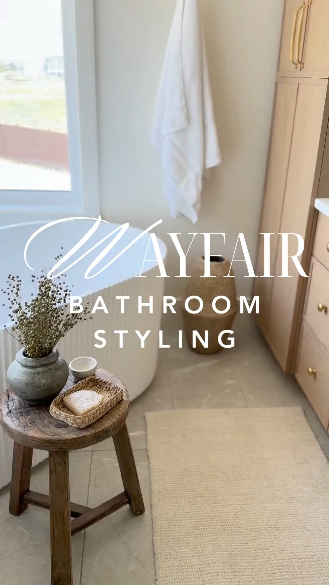 Glow up your bathroom with these stunning @wayfair bathroom styling essentials! A scalloped marble tray is so on trend and practical for featuring your fave skincare products. The solid wood accent stool has a vintage vibe that instantly elevates any space (perfect for beside the bathtub) along with this cozy farmhouse runner rug that is THE perfect neutral. And the paper mache vase adds an earthy, organic modern touch. 

#Wayfair #wayfairpartner #Ad 
 

 

#LTKHome #LTKFindsUnder100