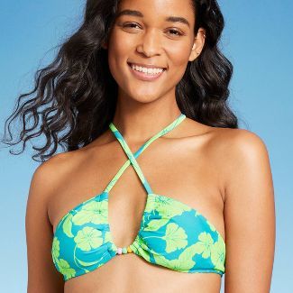Women's Bead Detail U-Neck Multi-Way Bralette Bikini Top - Wild Fable™ Multi Tropical Print | Target