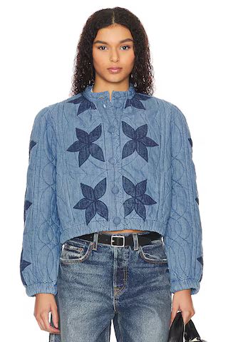 Free People Quinn Quilted Jacket in Indigo Combo from Revolve.com | Revolve Clothing (Global)