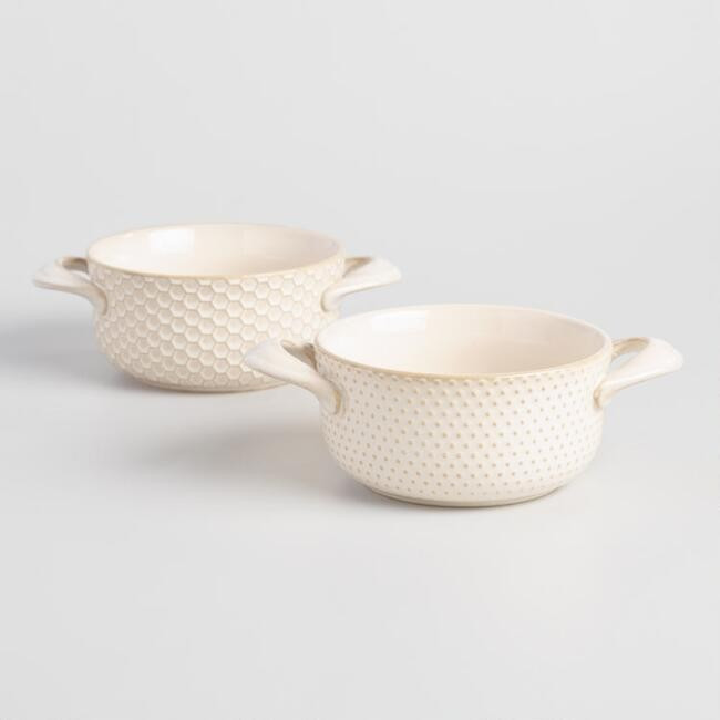 Textured Stoneware Double Handled Soup Crocks Set of 2 | World Market