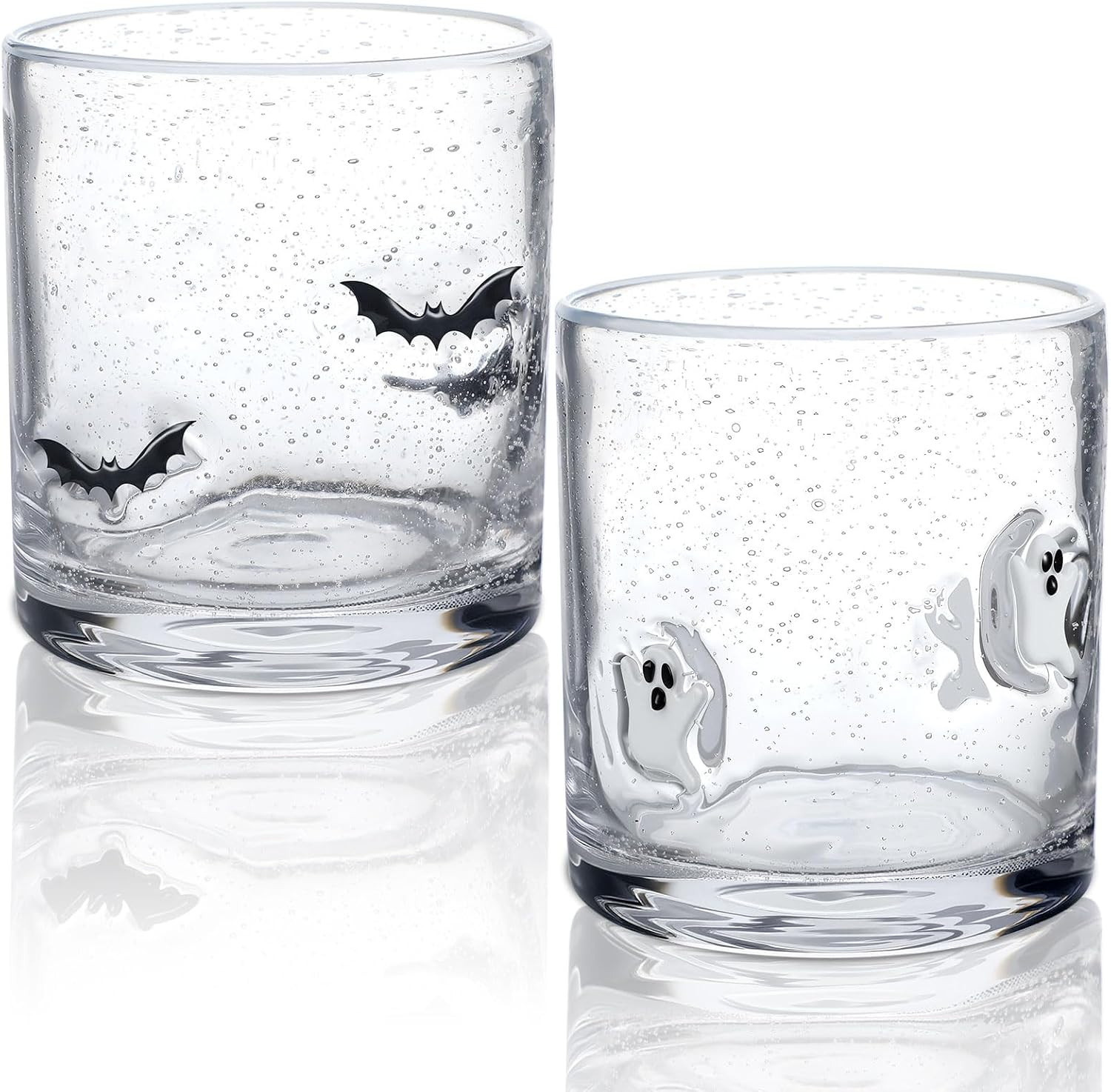 2 Pcs Halloween Ghost Bat Themed Juice Glasses, 14 Ounce | Spooky Cute Design | Cocktail Glasses ... | Amazon (US)