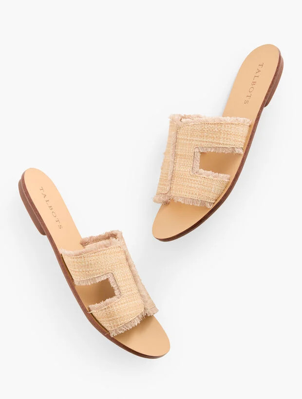 Hannah Frayed Raffia Slides | Talbots