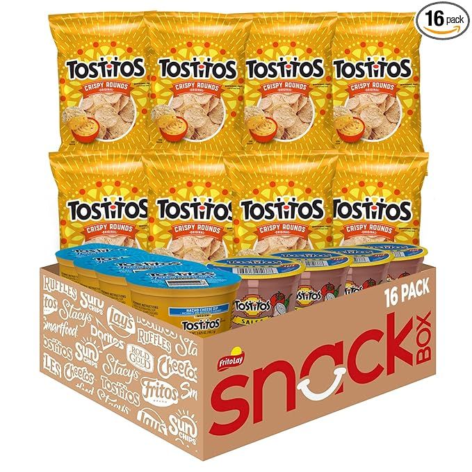 Tostitos Variety Bite Sized Rounds Salsa Cups Nacho Cheese Cups, Chip and Dip Pack, 16 Count | Amazon (US)