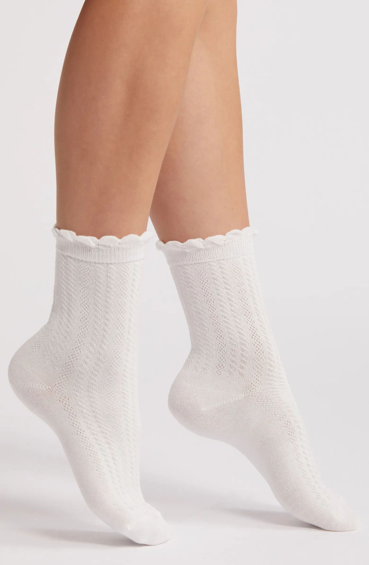 Stems Scallop Trim Pointelle Crew Socks | Nordstrom | Nordstrom