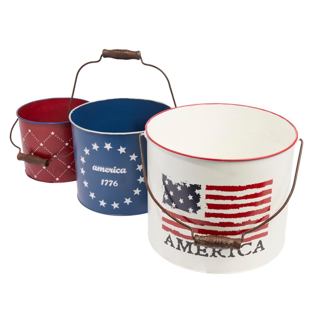 Emryn House Set of 3 Decorative Americana Buckets | HSN