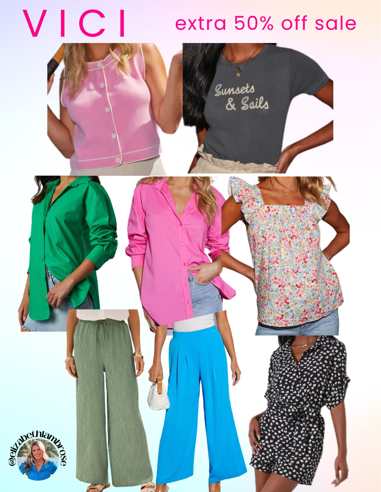 extra 50% off sale over on VICI!! 
love these picks, especially since they are an extra 50% off!! 
you can’t beat that

vici, trousers, work pants, blouse, pink, floral, romper, shirt, sweater, tank 

#LTKSeasonal #LTKFindsUnder50 #LTKWorkwear