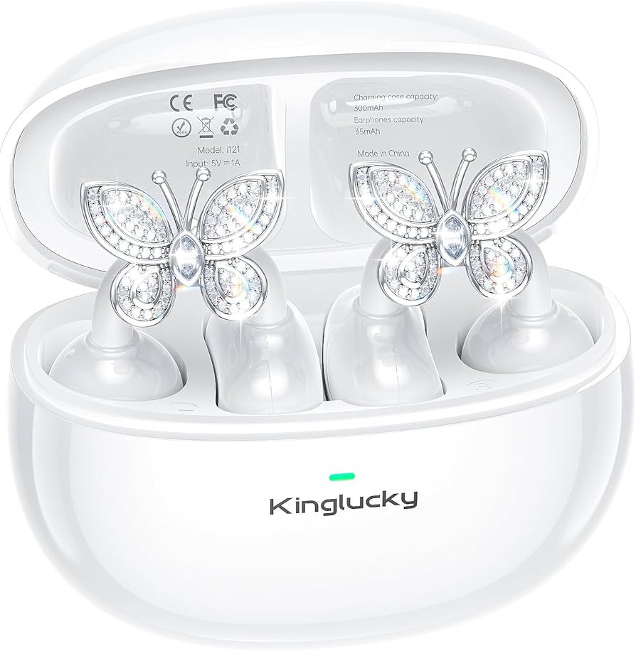 Kinglucky Jewelry-Inspired Clip-On Earbuds with Butterfly Earrings, Comfortable Fit & 40H Playtim... | Amazon (US)