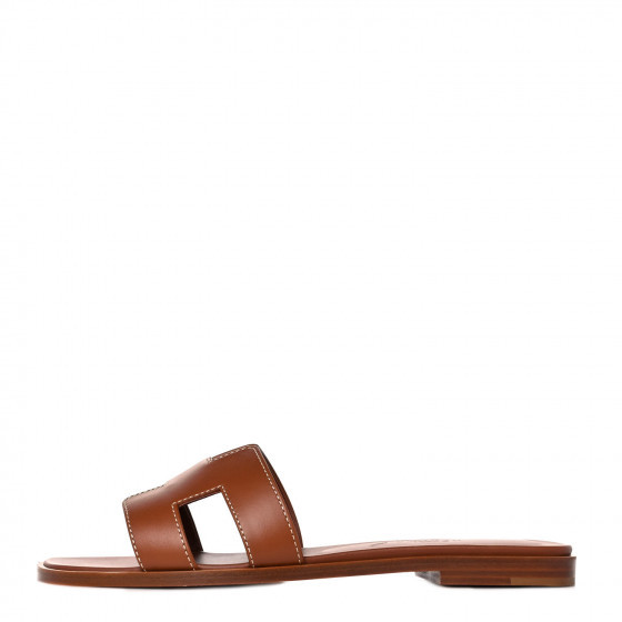 HERMES Box Calfskin Oran Sandals 36 Gold | FASHIONPHILE (US)