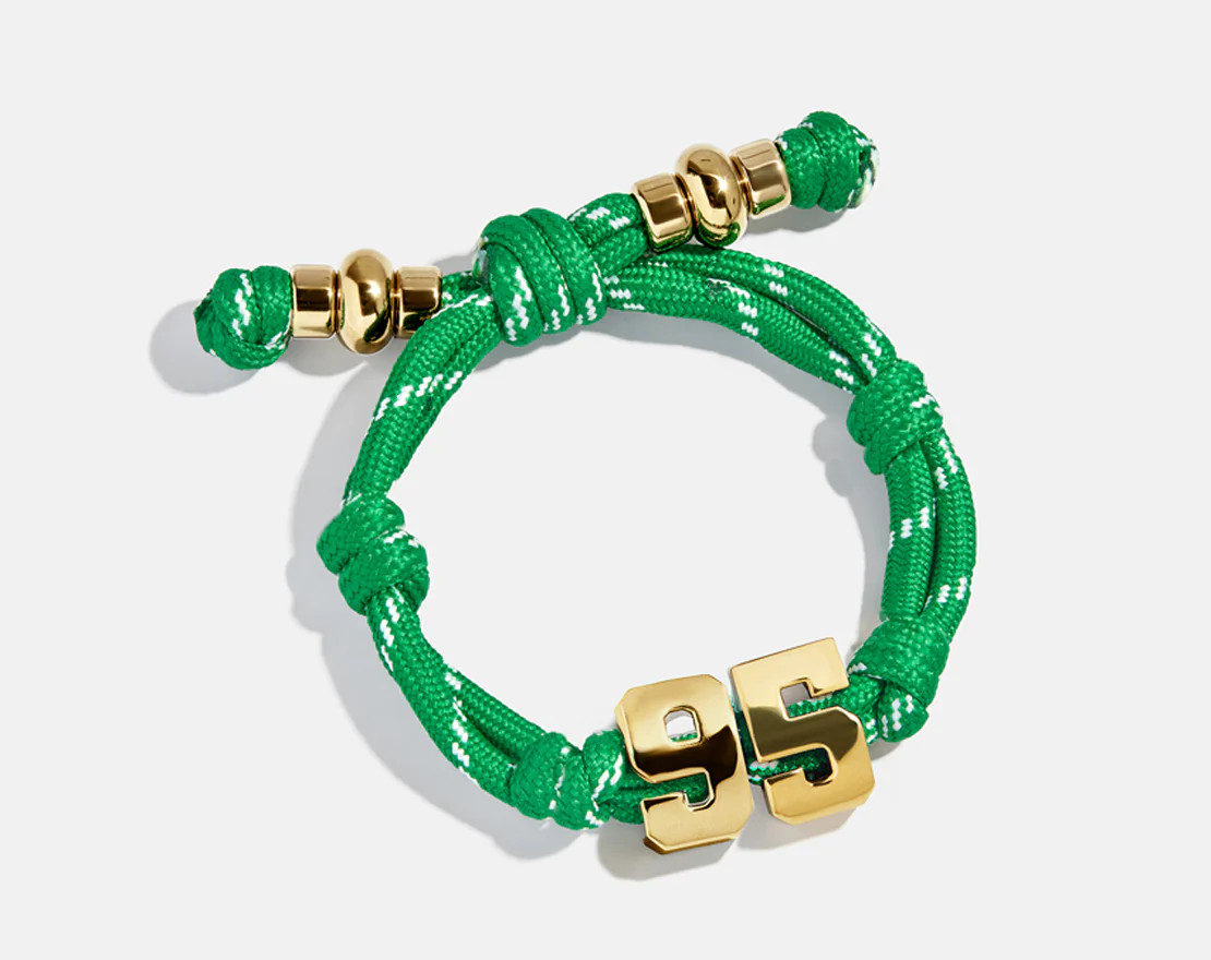 Knotty Varsity Number Custom Bracelet - Bright Green Double Digit | BaubleBar