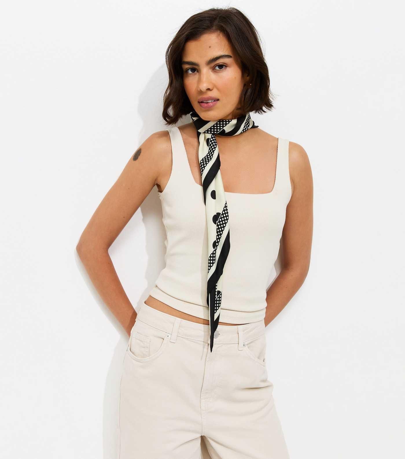 White Triangle Polka Dot Bandana | New Look | New Look (UK)