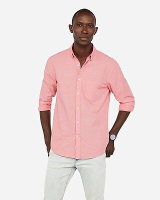 Slim Button-Down Soft Wash Shirt Pink Men's XXL Tall | Express