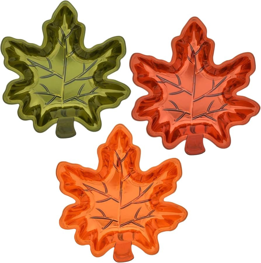 A1U Metallic Plastic Leaf Dishes, Fall Autumn Harvest Thanksgiving Halloween Maple Gifts Themed-P... | Amazon (US)