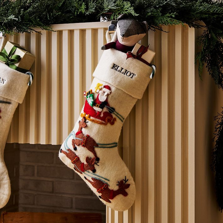 Felt Santa & Sleigh Stocking | West Elm (US)