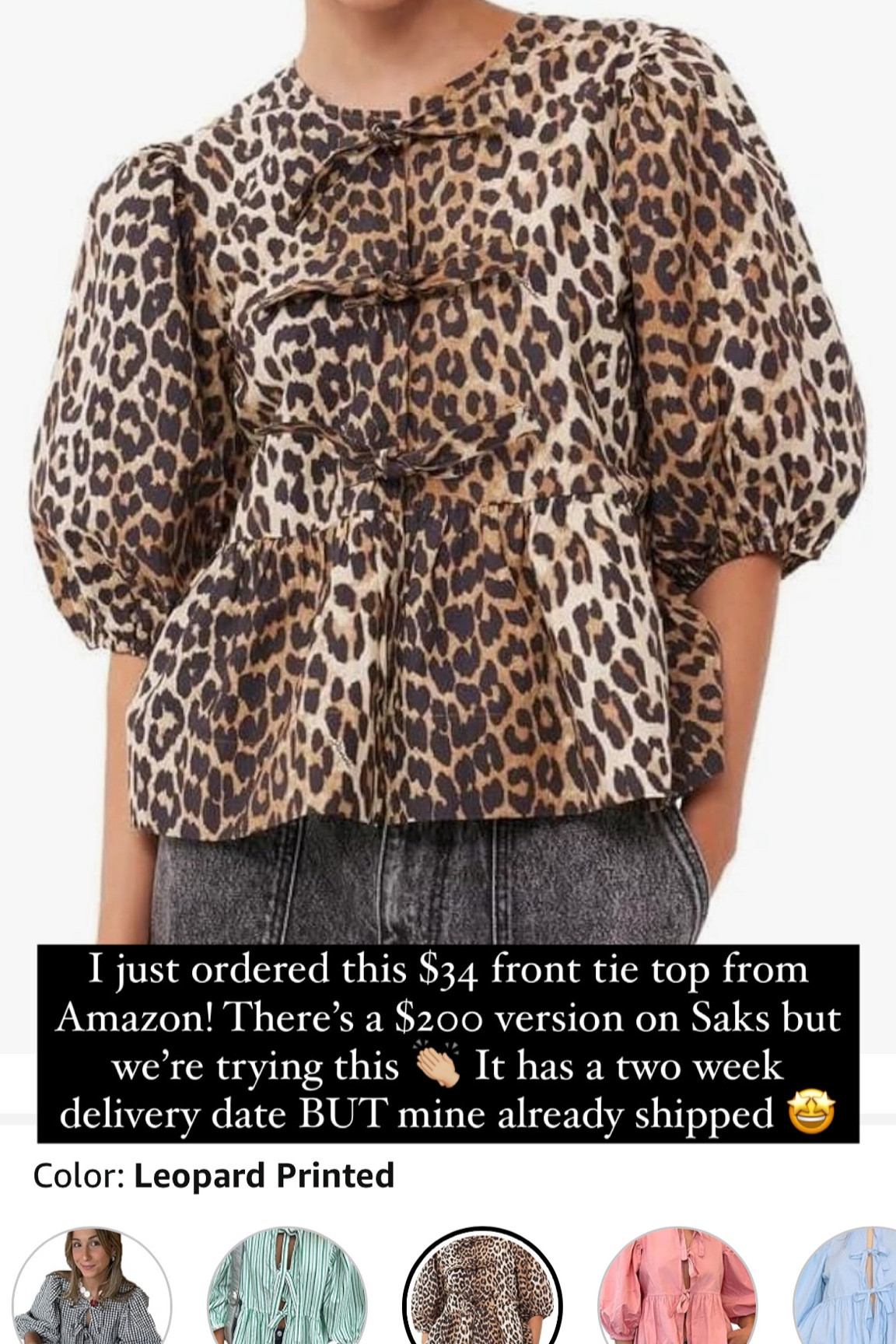 Leopard print top / leopard print bow top / leopard print front tie top / Amazon leopard print top / Amazon fashion 
Size: SM 

#LTKfindsunder50 #LTKU #LTKstyletip