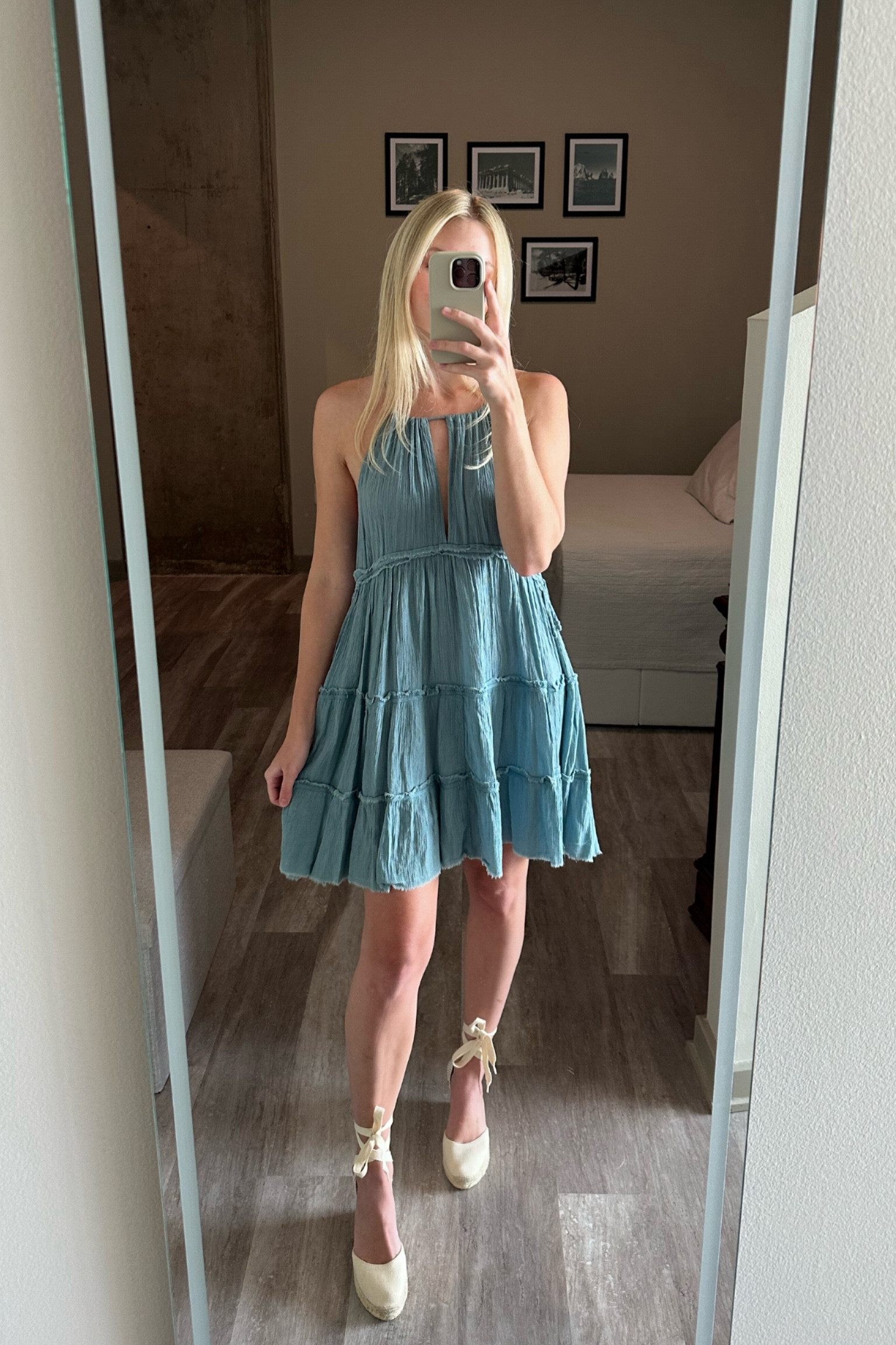 Dress is an old free people dress but linking similar silhouettes (wearing a size XS) shoes are souldos 