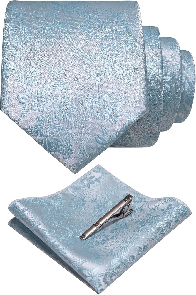 JEMYGINS Floral Necktie and Pocket Square Tie Clip Sets for Men | Amazon (US)