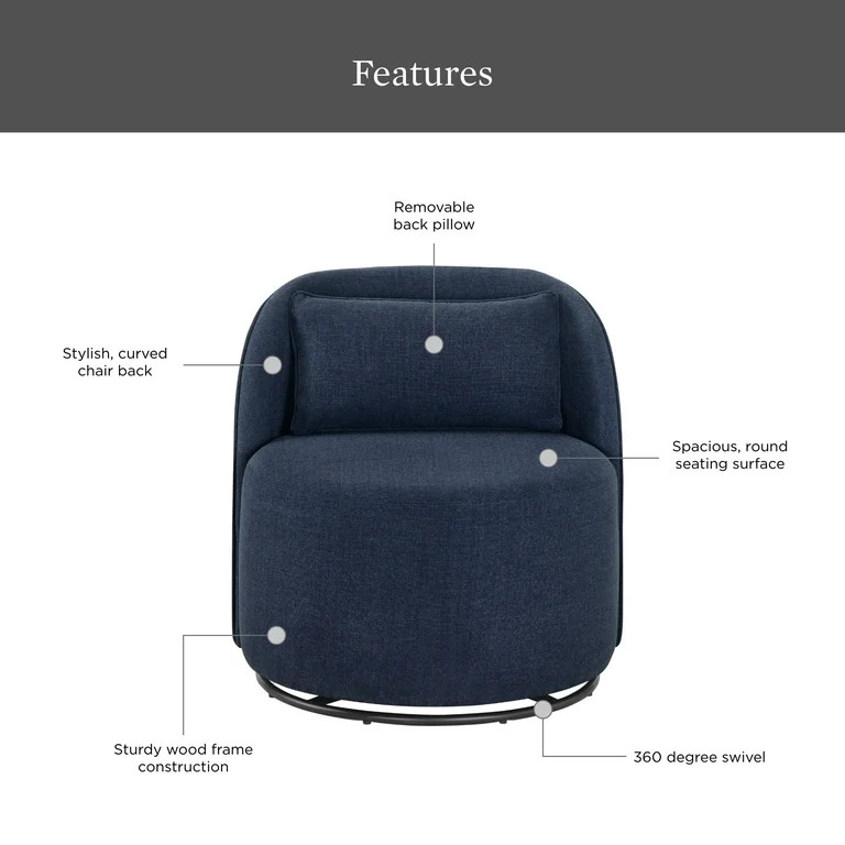 Better Homes & Gardens Juliet Modern Arch Swivel Chair, Navy | Walmart (US)