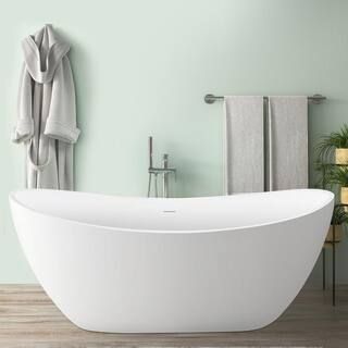 Minimalist 62 in. Acrylic Freestanding Bathtub cUPC Certificated Slipper with Polished Chrome Dra... | The Home Depot