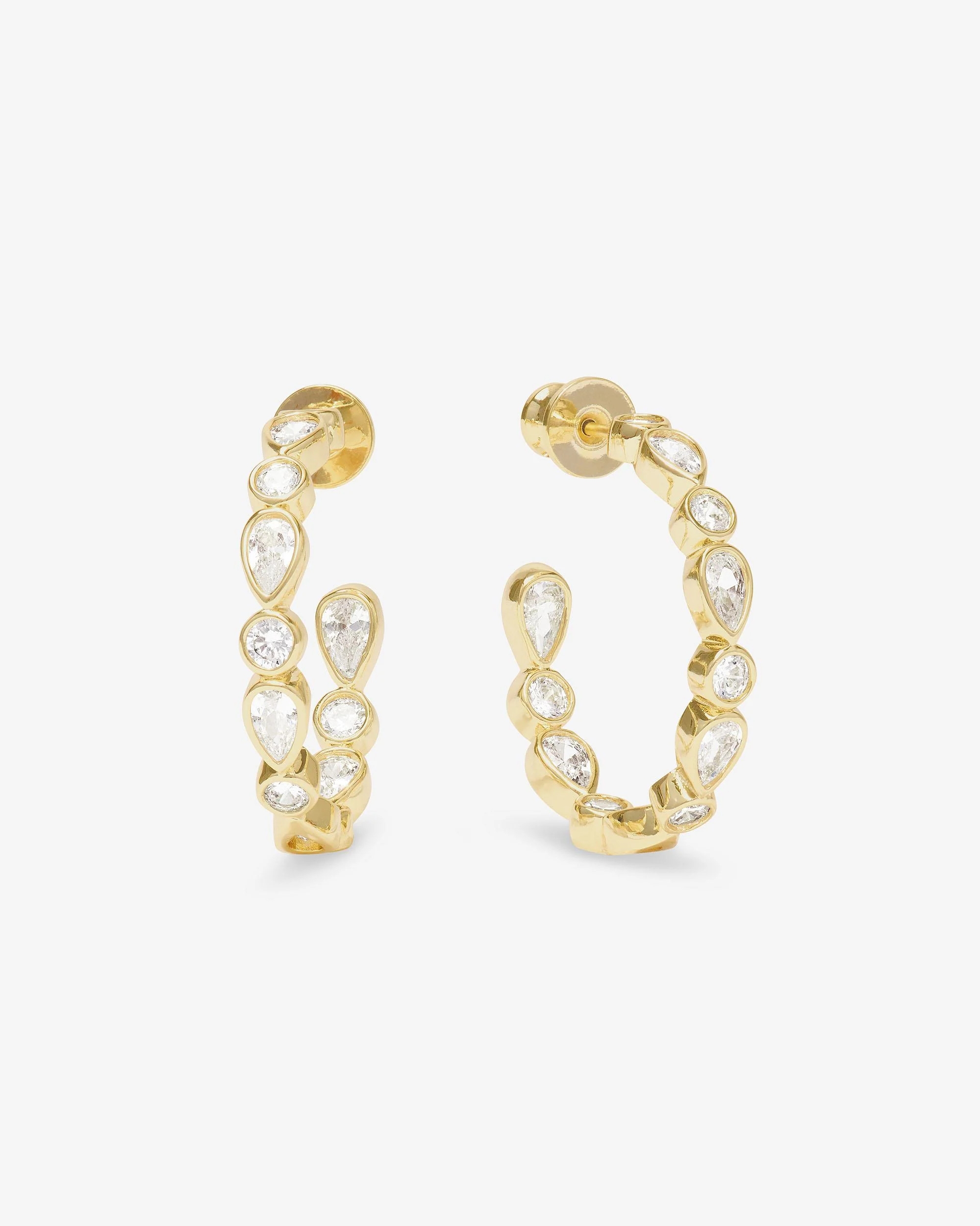 Isla Hoops 1" - Gold|White Diamondettes | Melinda Maria Jewelry