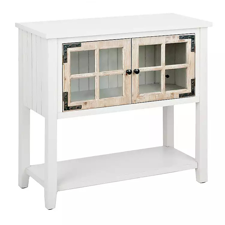 Distressed Cream Windowpane Console Table | Kirkland's Home