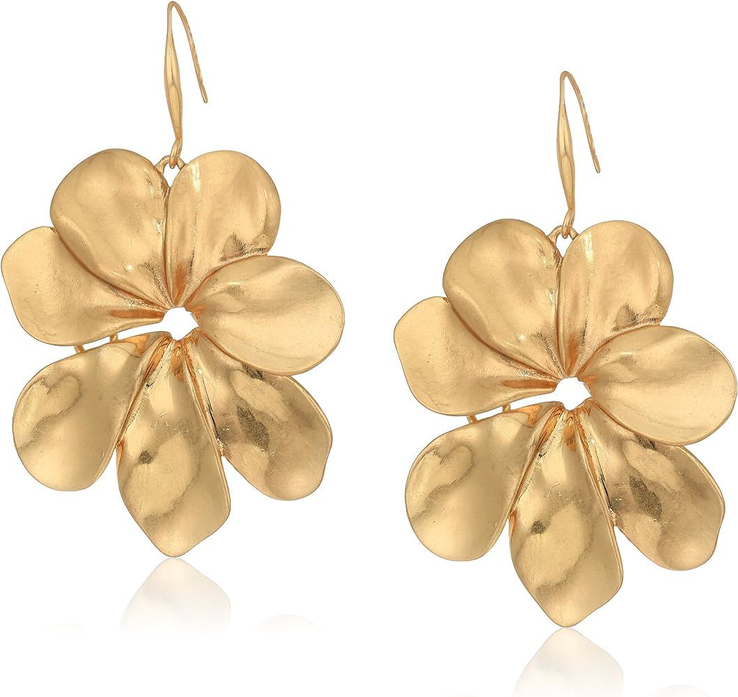 Amazon.com: Robert Lee Morris Women's Sculptural Flower Gold Drop Earrings, One Size: Clothing, S... | Amazon (US)