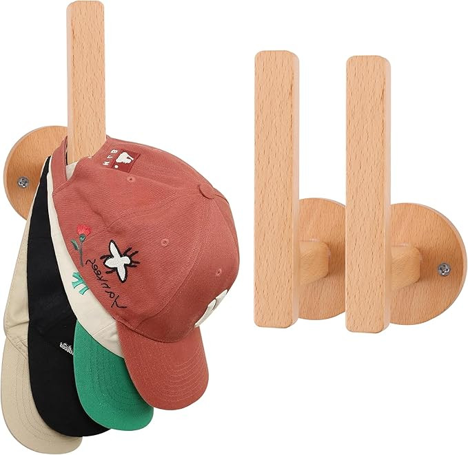 OCIOLI Wood Hat Organizer Hat Rack Hat Organizer for Baseball Caps Wall Mount Hat Holder Space Sa... | Amazon (US)