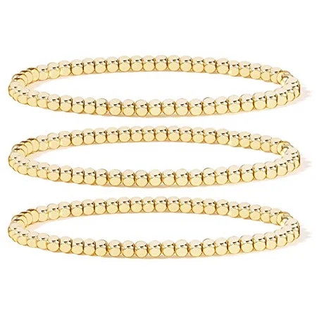 Elegance 11 designs 14K Gold Plated Bead Ball Bracelet Stretchable Elastic Gold Bead Bracelet for Wo | Walmart (US)