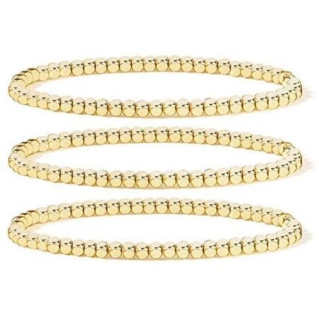 Elegance 11 designs 14K Gold Plated Bead Ball Bracelet Stretchable Elastic Gold Bead Bracelet for Wo | Walmart (US)
