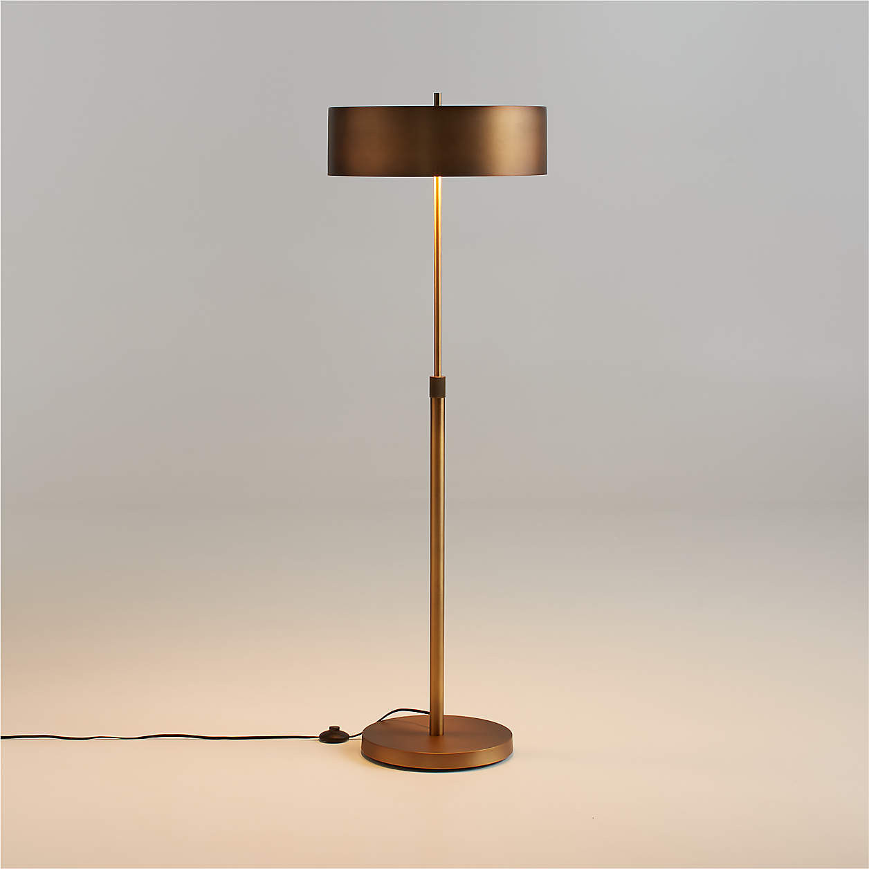 Zain Brushed Brass Metal Adjustable Floor Lamp 65" + Reviews | Crate & Barrel | Crate & Barrel
