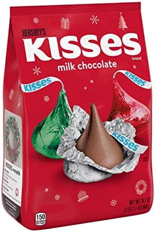 HERSHEY'S KISSES Milk Chocolate Candy, Christmas, 34.1 oz Bulk Bag | Amazon (US)