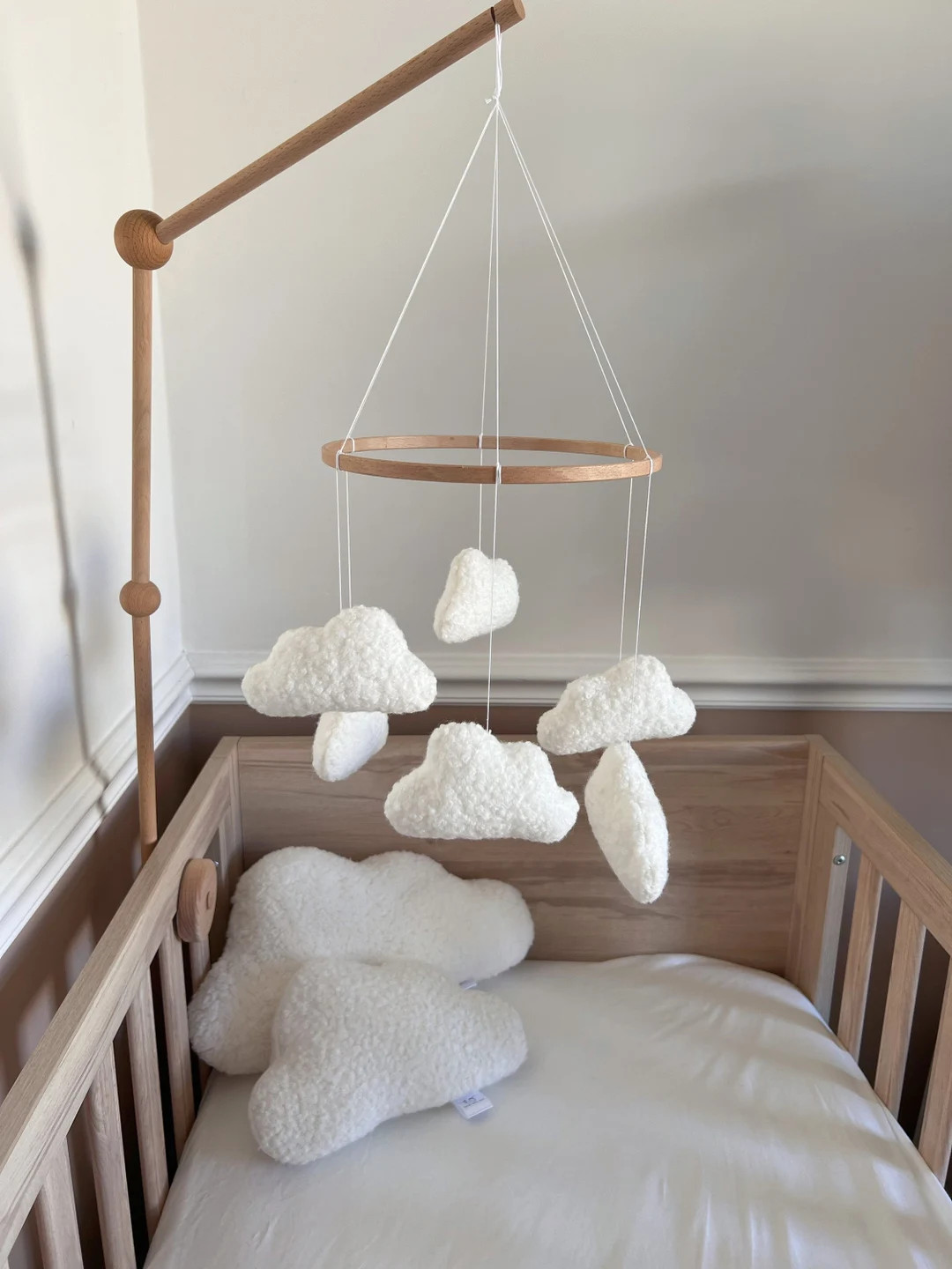 Boucle Mobile Handmade Baby Mobile Clouds Mobile Baby Nursery - Etsy UK | Etsy (UK)