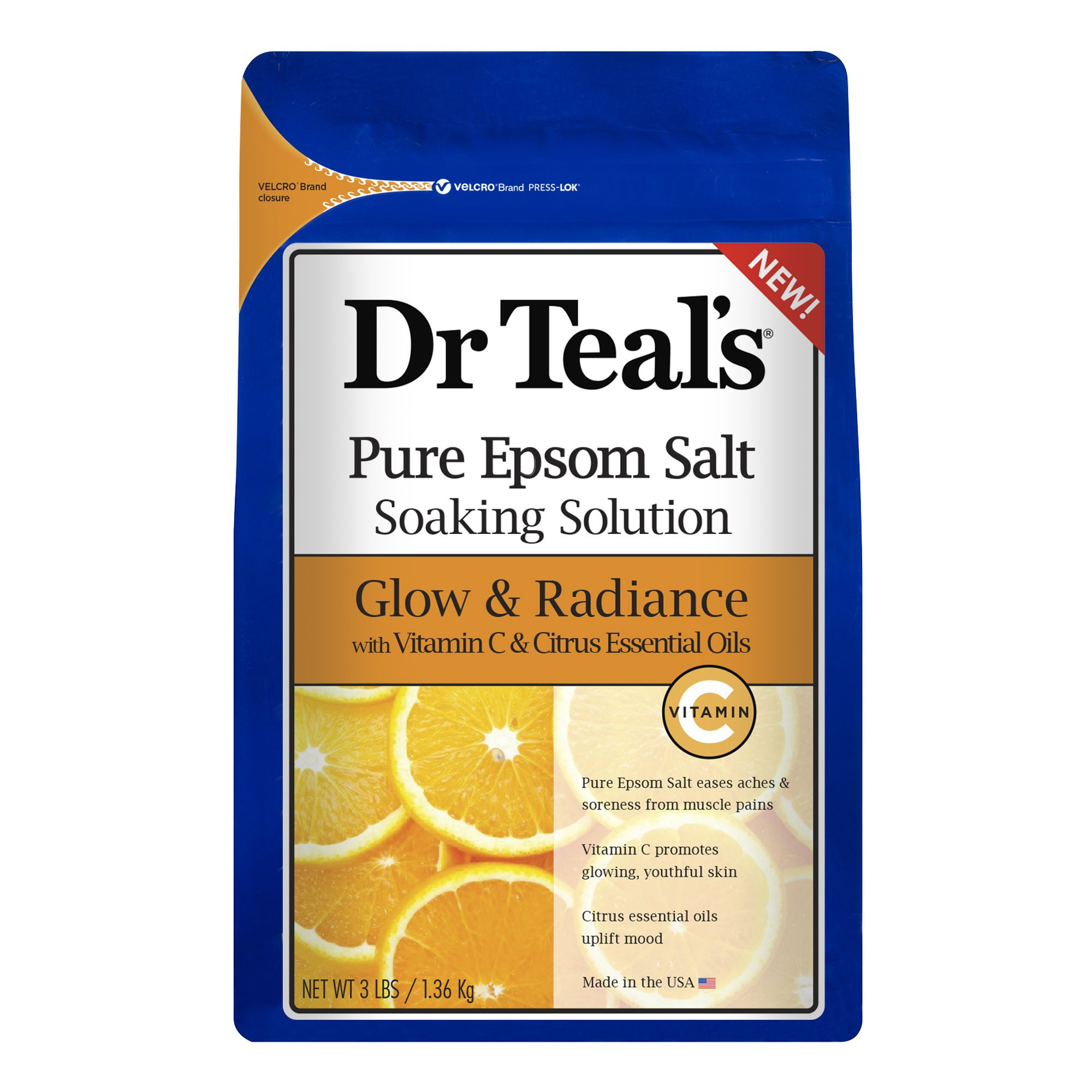 Dr Teal's Pure Epsom Salt Soaking Solution, Glow & Radiance with Vitamin C & Citrus Essential Oil... | Walmart (US)
